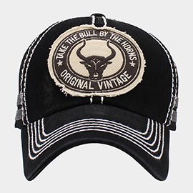 Take The Bull By The Horn Message Mesh Back Vintage Baseball Cap