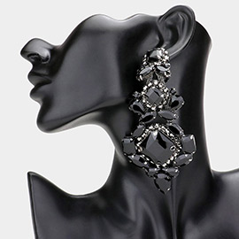 Multi Stone Statement Evening Clip on Earrings