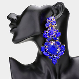 Multi Stone Statement Evening Clip on Earrings