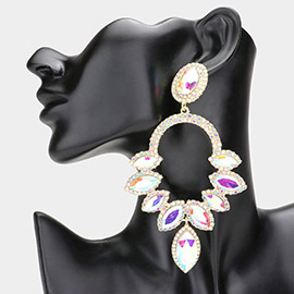 Marquise Stone Accented Statement Evening Earrings