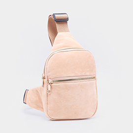 Solid Faux Suede Fanny Pack / Belt / Crossbody Bag
