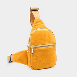 Solid Faux Suede Fanny Pack / Belt / Crossbody Bag