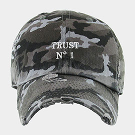 Trust No1 Message Camouflage Patterned Vintage Baseball Cap