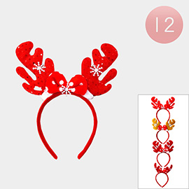 12PCS - Bow Snowflake Pointed Rudolph Headbands