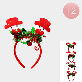 12PCS - Tinsel Snowman Headbands