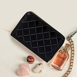 Diamond Patterned Solid Wallet
