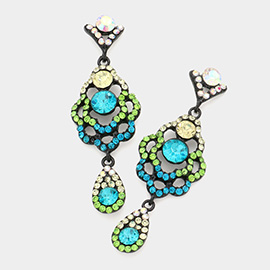 Floral Bubble Stone Dangle Evening Earrings