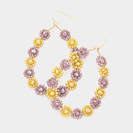 Faceted Bead Cluster Floral Teardrop Earrings 