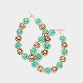 Faceted Bead Cluster Floral Teardrop Earrings 