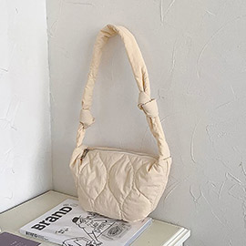 Quilted Puffer Half Moon Tote / Shoulder Bag