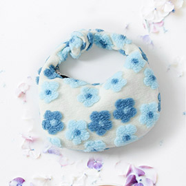 Flower Cluster Faux Fur Tote Bag