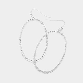 Metal Chain Open Oval Dangle Earrings