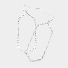 Metal Chain Open Hexagon Dangle Earrings