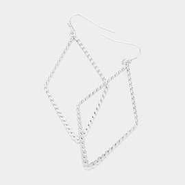 Metal Chain Open Rhombus Dangle Earrings