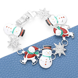 Glittered Santa Snowman Star Link Magnetic Bracelet