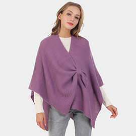 Solid Knit Pull Through Cape Poncho