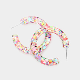 Confetti Cluster Lucite Hoop Earrings