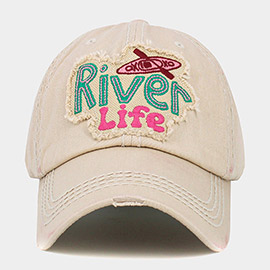 River Life Message Kayak Pointed Vintage Baseball Cap