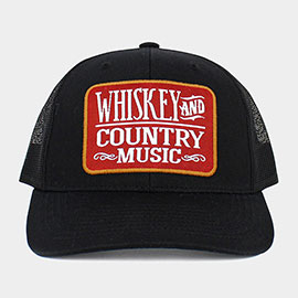 Whiskey and Country Music Message Mesh Back Baseball Cap