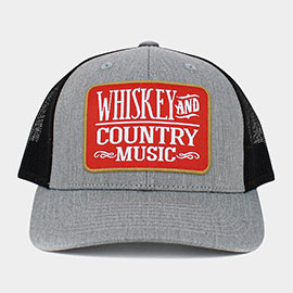 Whiskey and Country Music Message Mesh Back Baseball Cap