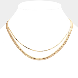 Metal Chain Double Layered Necklace