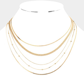 Metal Chain Multi Layered Bib Necklace