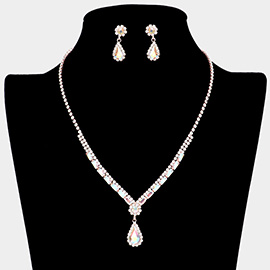 Teardrop Stone Accented Rhinestone Necklace