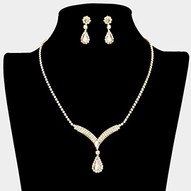 Teardrop Stone Accented Rhinestone Necklace