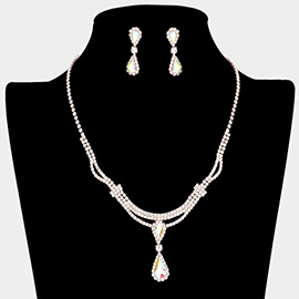 Double Teardrop Accented Rhinestone Necklace