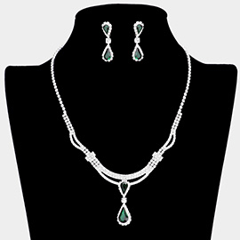 Double Teardrop Accented Rhinestone Necklace