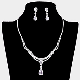 Double Teardrop Accented Rhinestone Necklace