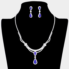 Double Teardrop Accented Rhinestone Necklace