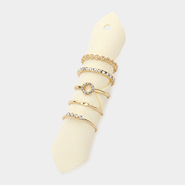 5PCS - Rhinestone Embellished Rings