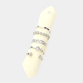 5PCS - Metal Chain Rhinestone Embellished Rings