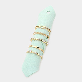 5PCS - Stone Embellished Heart Rings