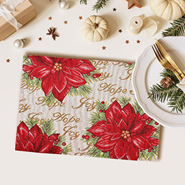 Hope Joy Message Poinsettia Flower Christmas Tapestry Placemat
