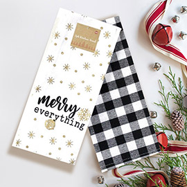 2PCS - Merry Everything Message Snowflake Kitchen Towels