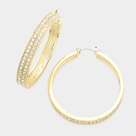 CZ Embellished Hoop Pin Catch Earrings