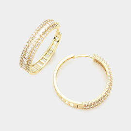 CZ Embellished Huggie Hoop Earrings