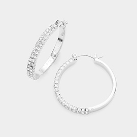 CZ Embellished Hoop Pin Catch Earrings