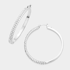 CZ Embellished Hoop Pin Catch Earrings