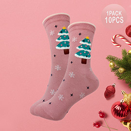 10Pairs - Christmas Tree Snowflake Socks