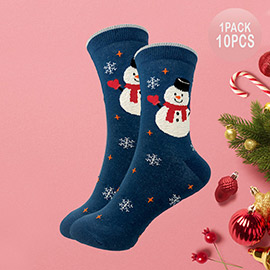 10Pairs - Snowman Snowflake Socks
