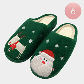 6Pairs - Christmas Holiday Santa Rudolph Soft Home Indoor Floor Slippers
