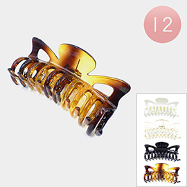 12PCS - Solid Tortoise Bow Claw Hair Clips