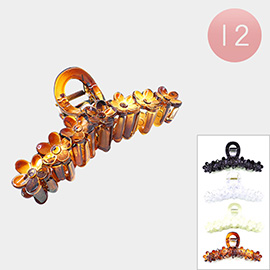 12PCS - Flower Cluster Solid Tortoise Claw Hair Clips