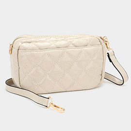 Quilted Solid Rectangle Crossbody Bag