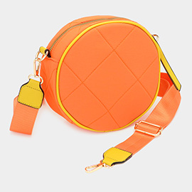 Quilted Solid Round Crossbody Bag