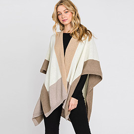 Color Block Ruana Poncho