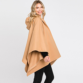 Hooded Solid Ruana Poncho